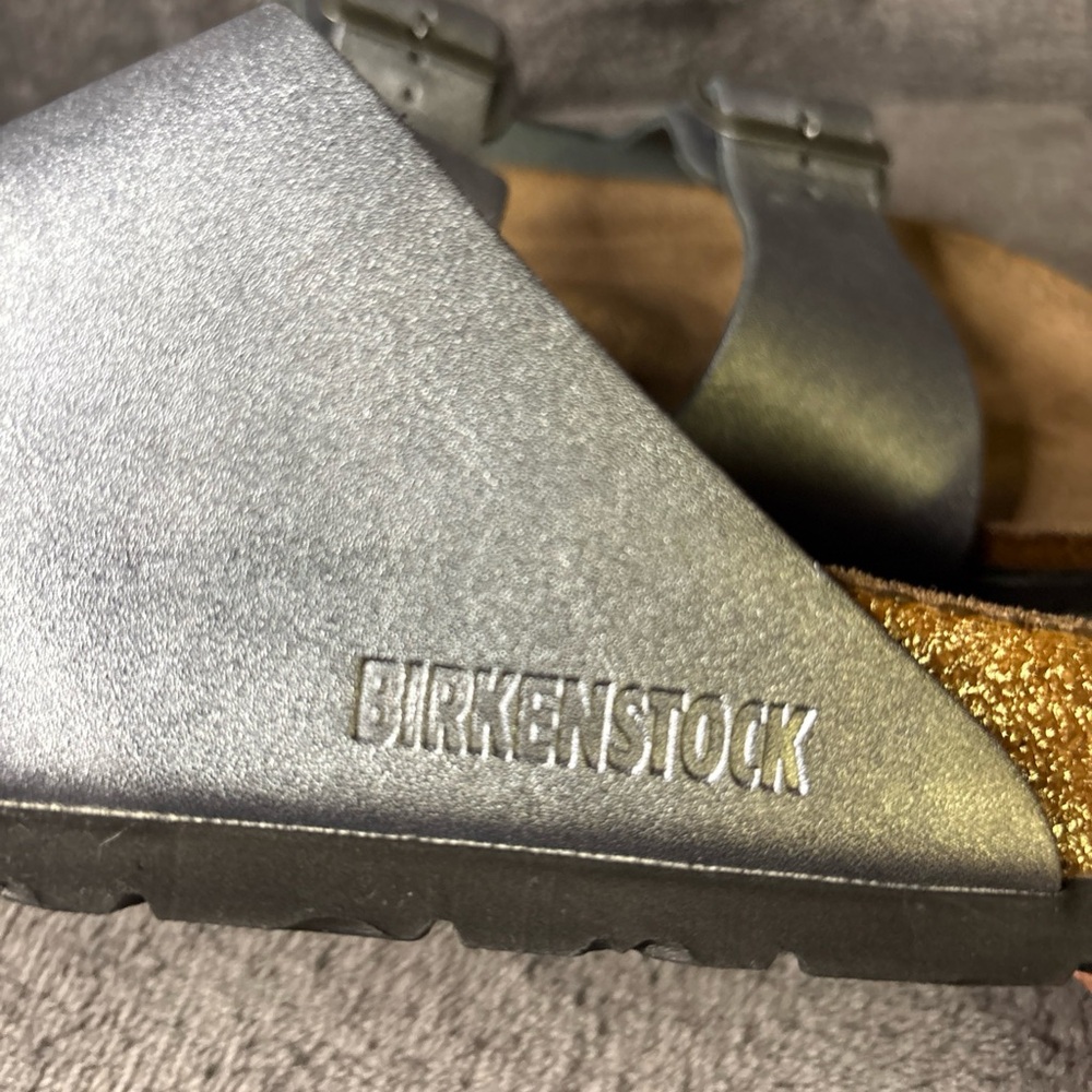 Birkenstock Arizona Leather insole Birko Flor upper unisex Silver Color 8/9 - Picture 7 of 9